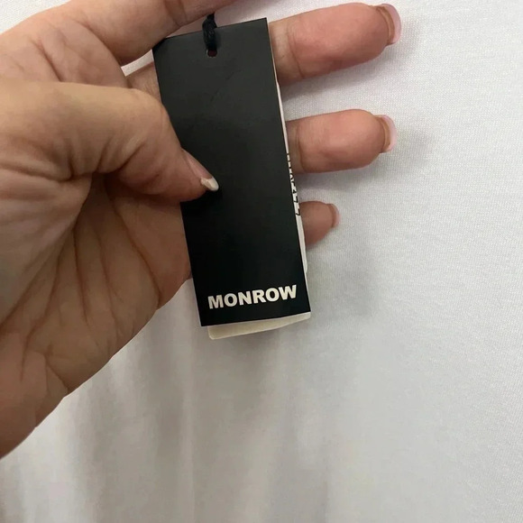 Monrow White Slouchy Long Sleeve Top Size XS Casual Lounge Grunge Rock - Picture 9 of 10